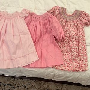 THREE size 2/2T smocked dresses. Shrimp&Grits, Vive le fete, and Rosalina brand